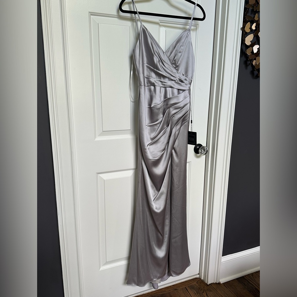 Mac Duggal Platinum strapped Gown for Weddings - Picture 4 of 11